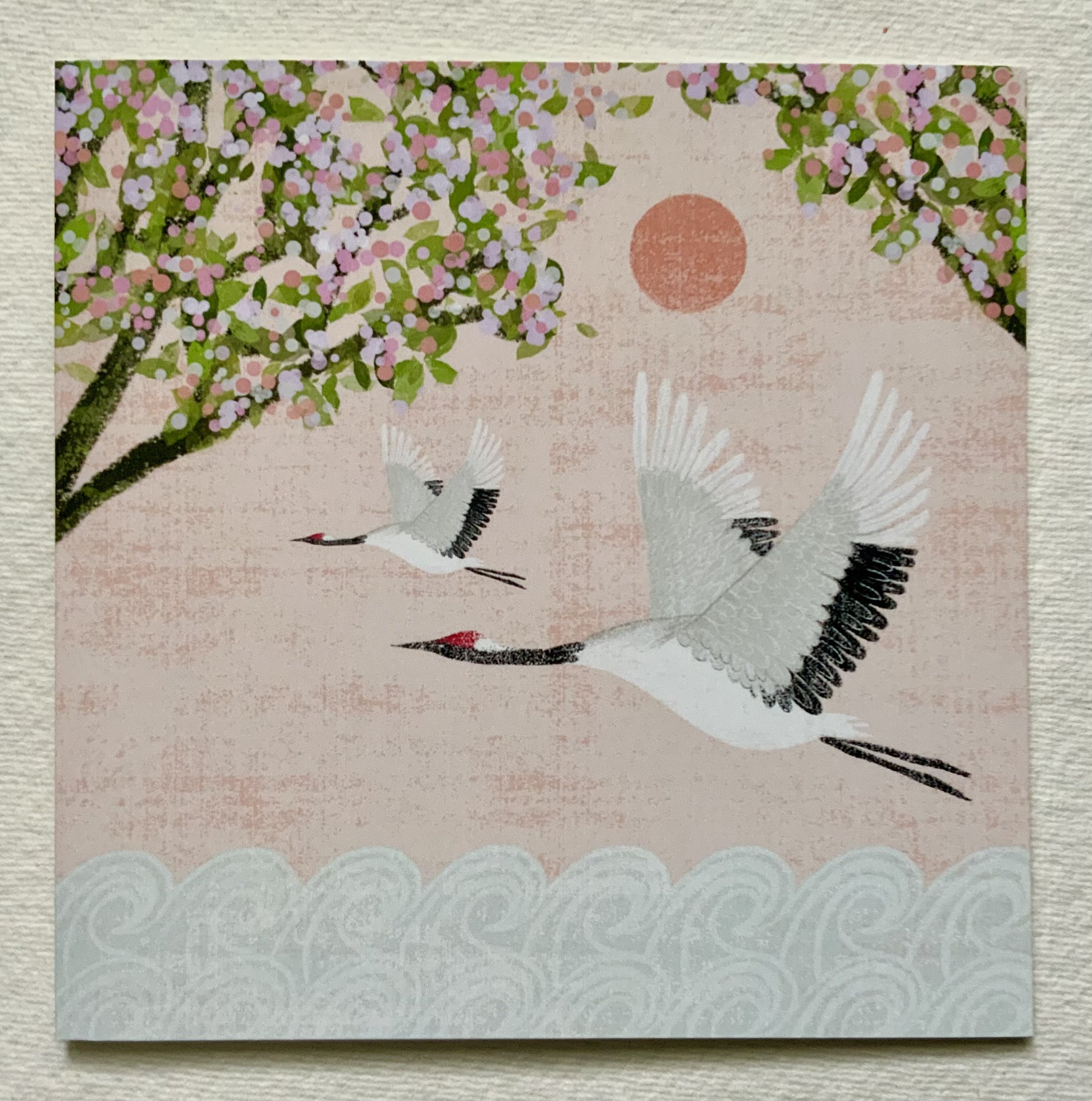 Japanese Cranes Blank Greetings Card