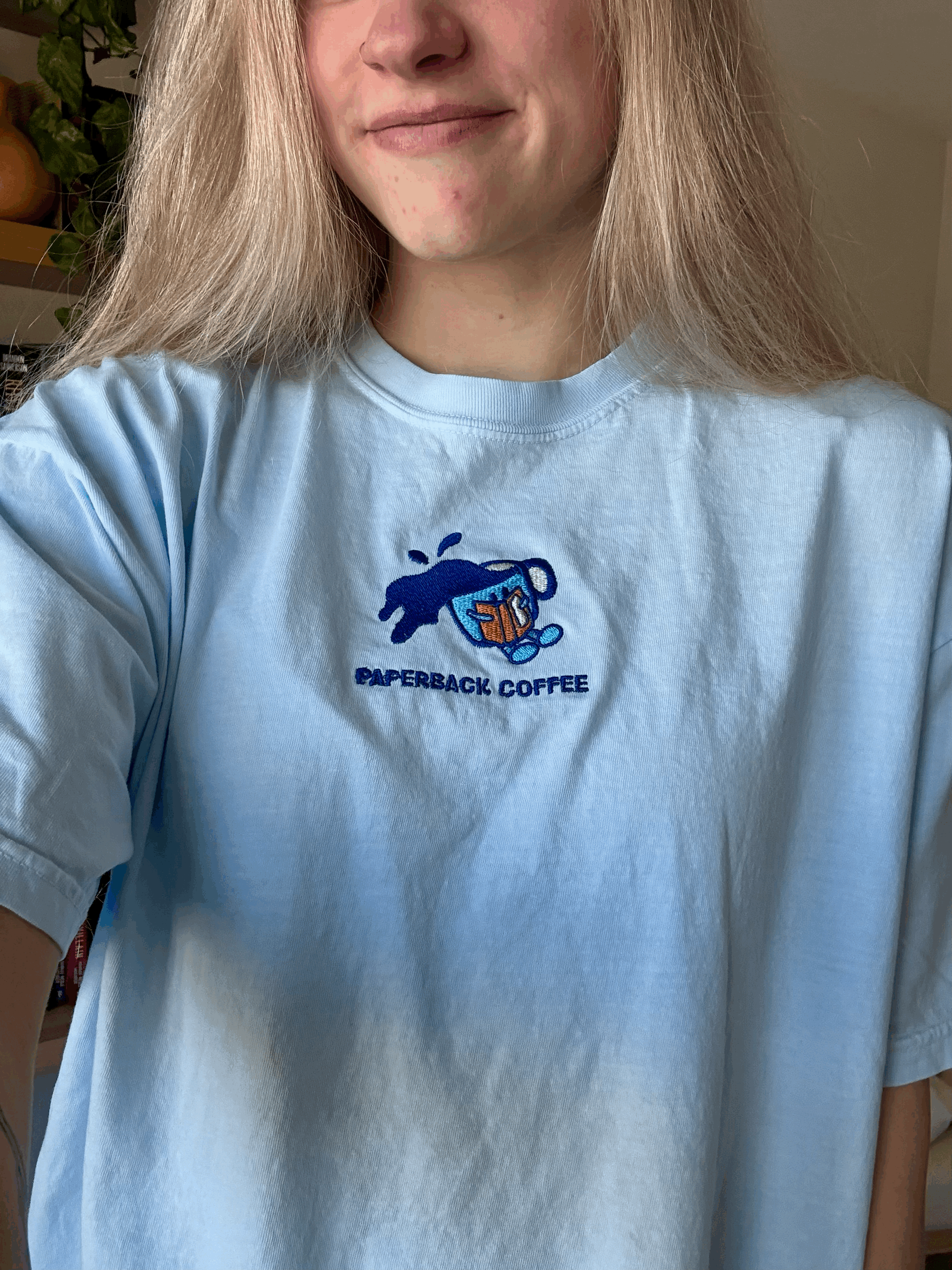 blue logo t-shirt