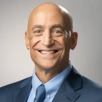 Portrait of a bald man in a suit smiling against a plain background.