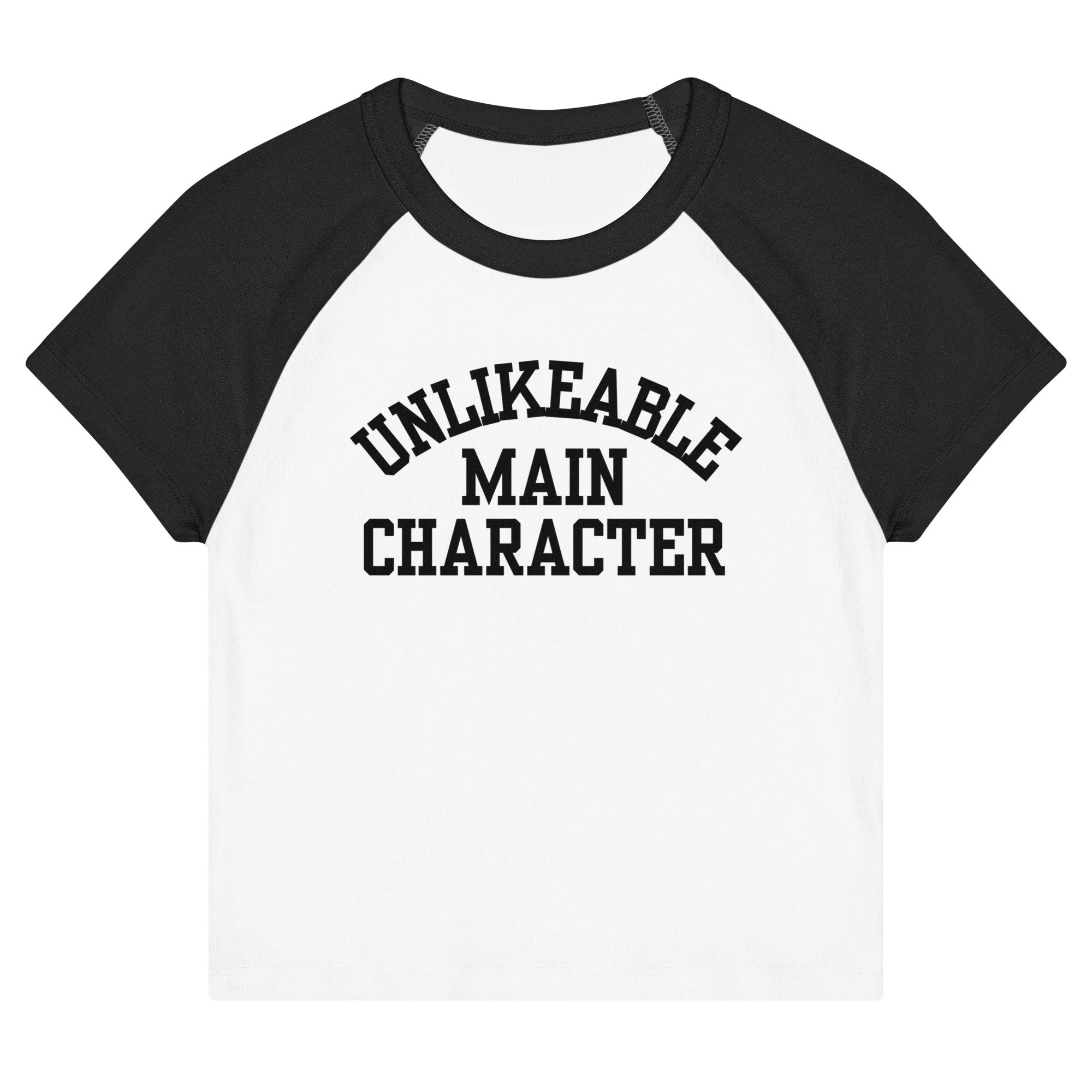 Unlikeable Main Character Women’s micro rib raglan baby tee (S-2XL)
