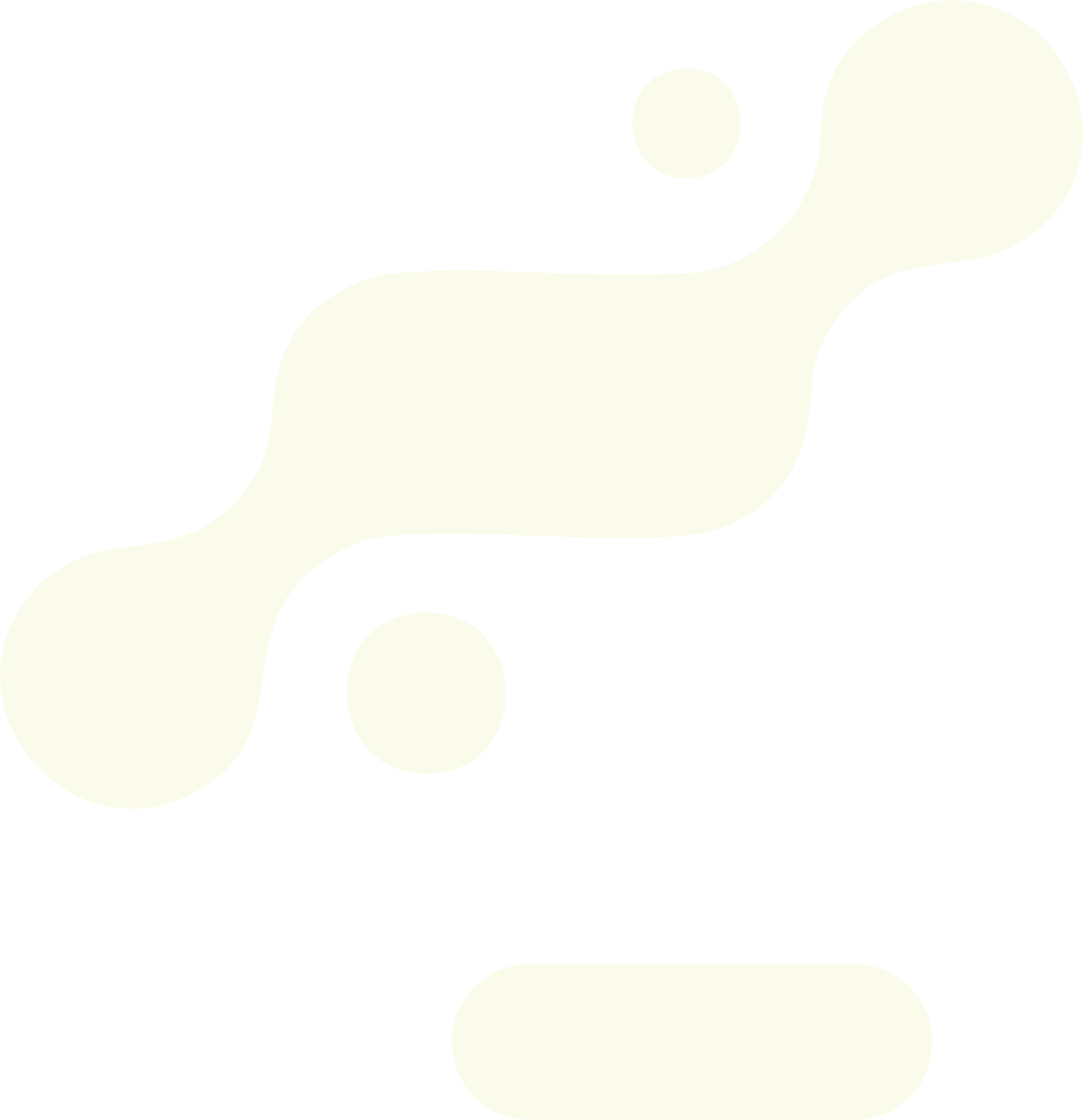 Stylized green and yellow symbol, resembling a microorganism or virus, with circular and elongated shapes on a black background.