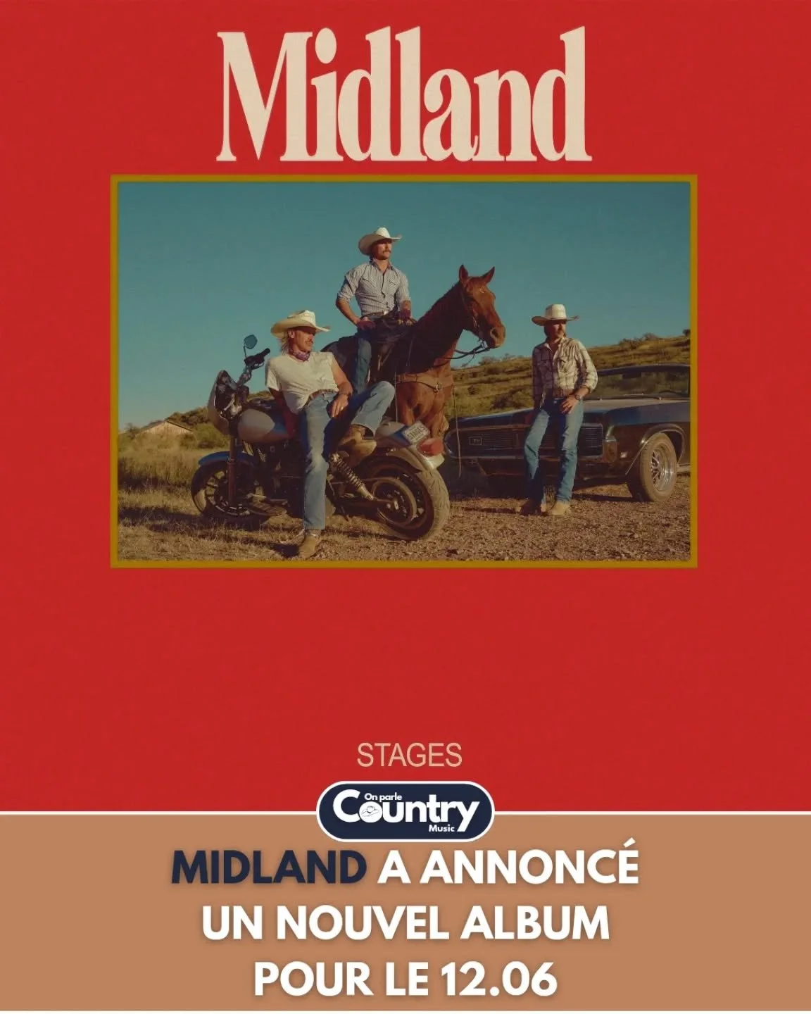 Le groupe @midland a annonc&eacute; hier la sortie de son nouvel album &ldquo;Stages&rdquo; pour le vendredi 12 juin 💿

Pour rappel, les bonhommes seront de passage &agrave; Paris quelques jours plus tard pour investir la sc&egrave;ne de l'@alhambra