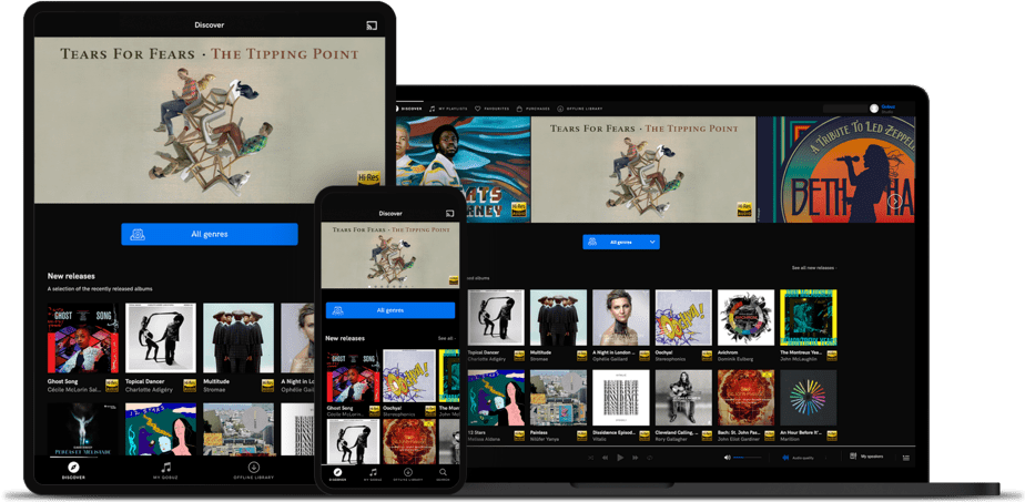 Différents appareils utilisant la plateforme de streaming Qobuz