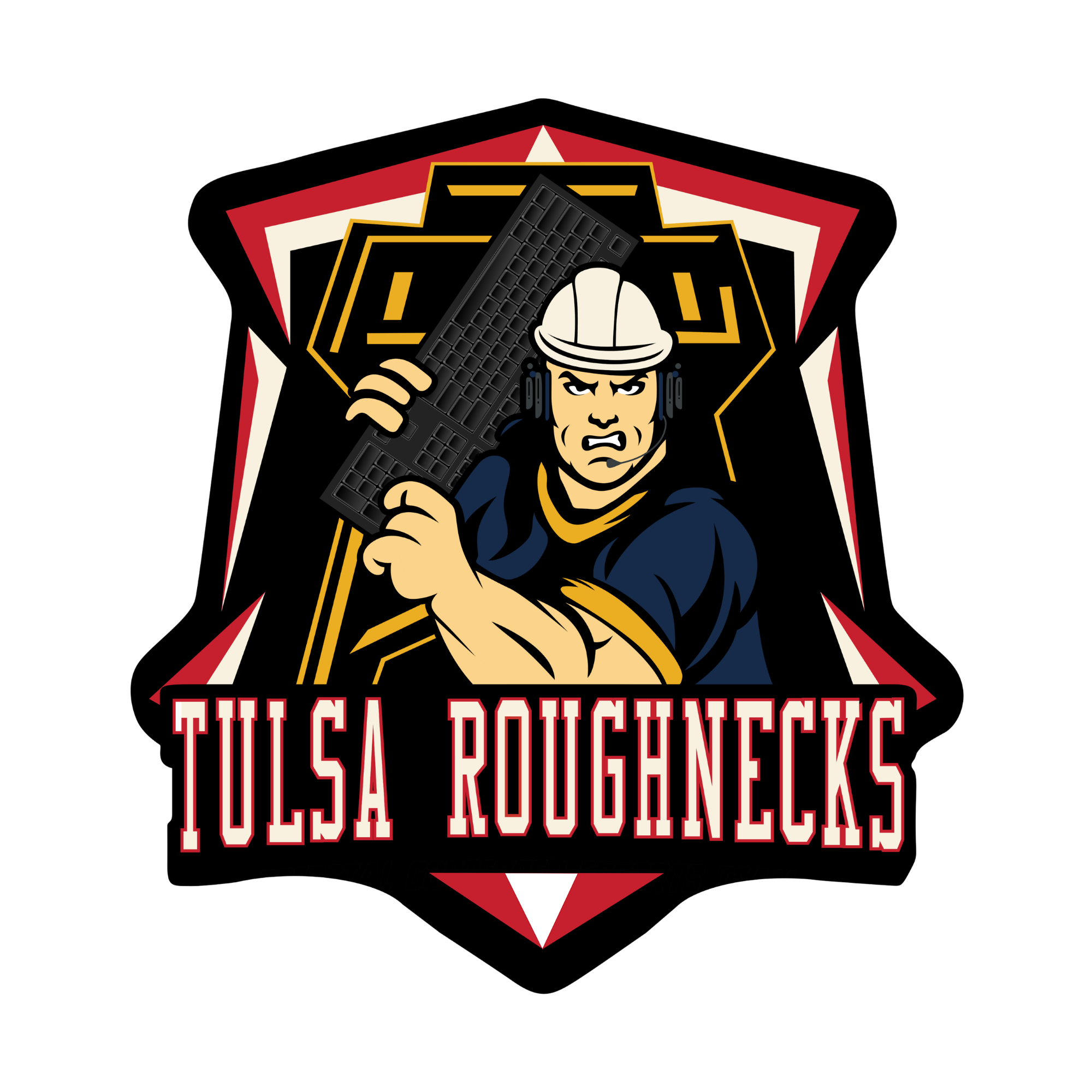 Official 918 eSports Tulsa Roughnecks logo featuring a stylized gaming character in red and black, representing Tulsa's premier youth eSports academy."