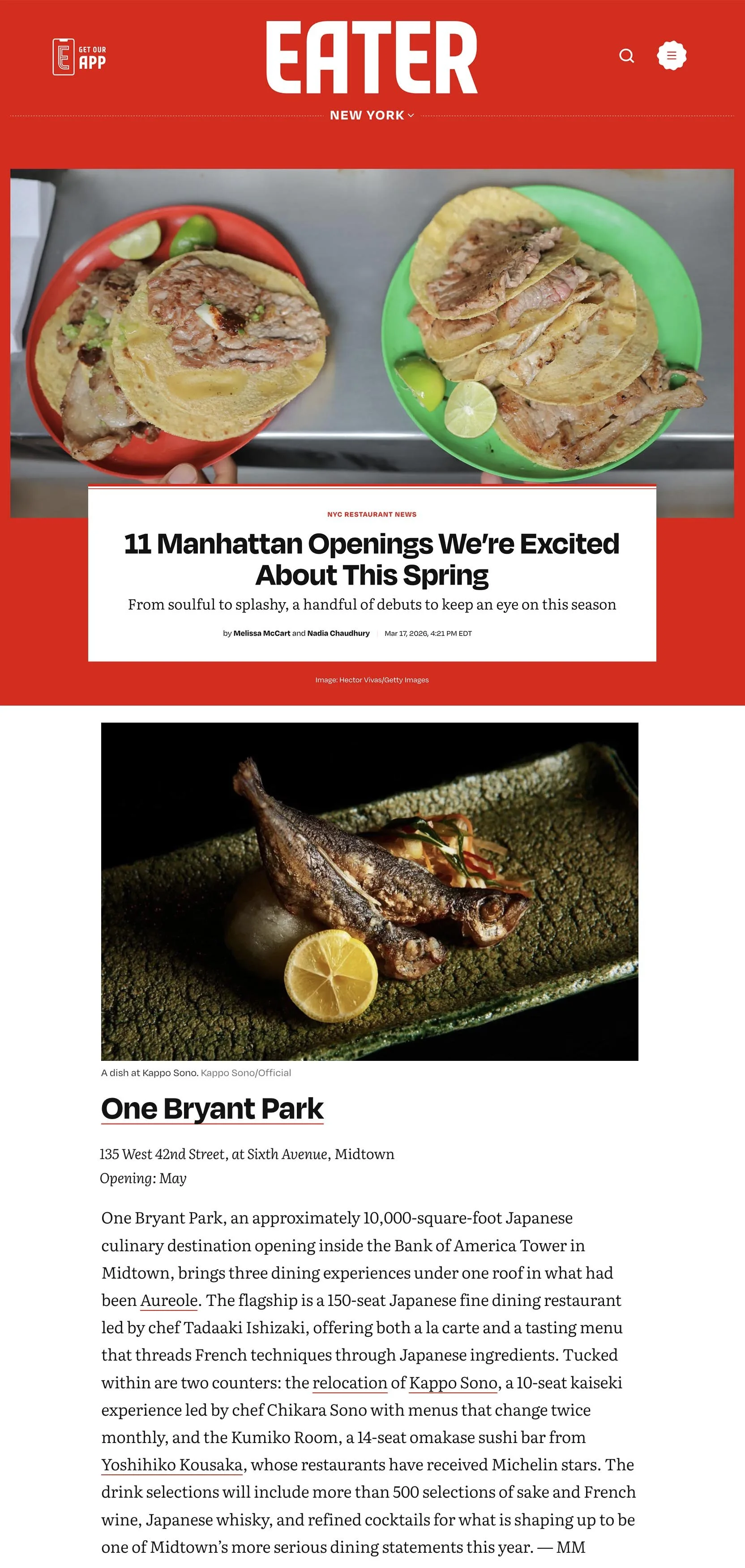 EATER: 11 Manhattan Openings We’re Excited About This Spring