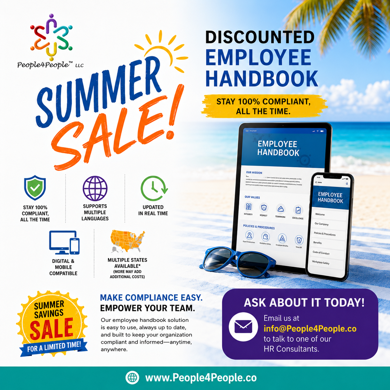 Summer Sale: Simplify Compliance with People4People’s Employee Handbook Solution