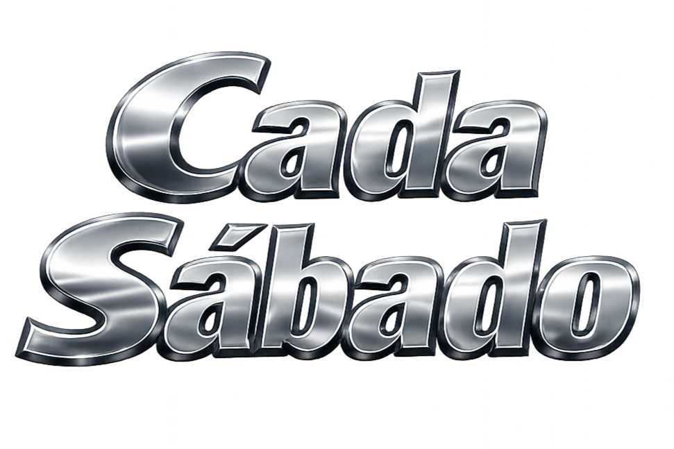 Shiny metallic text displaying "Cada Sabado" on a black background.