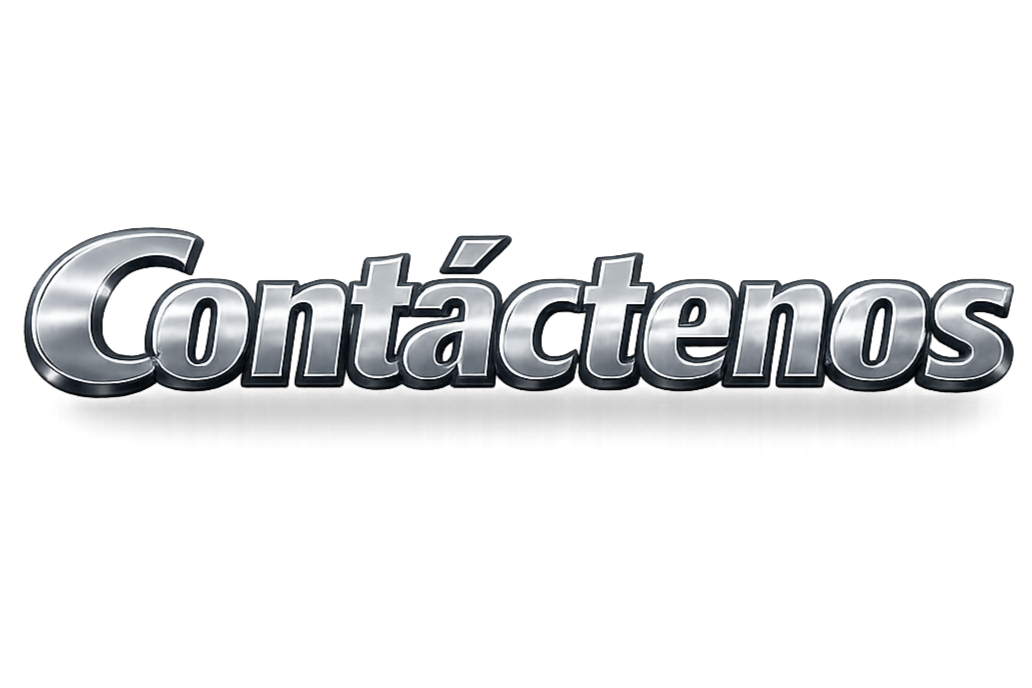 3D metallic text that says 'Contáctenos'
