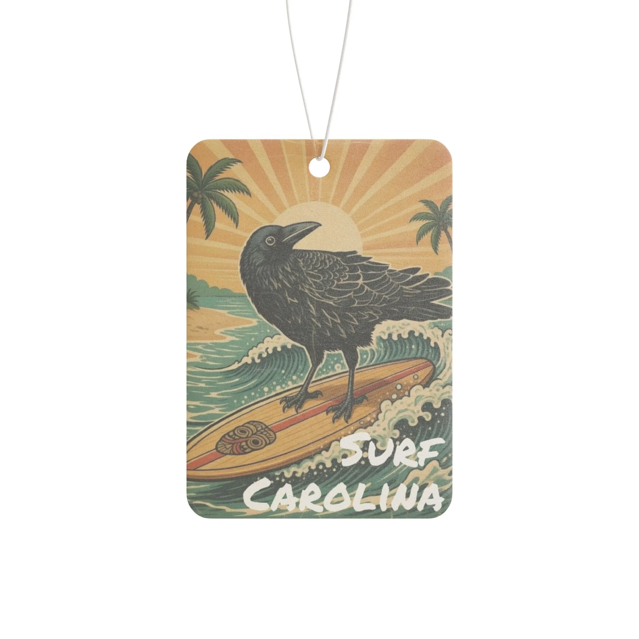 "Surfing Crow" Vintage Design Car Air Freshener
