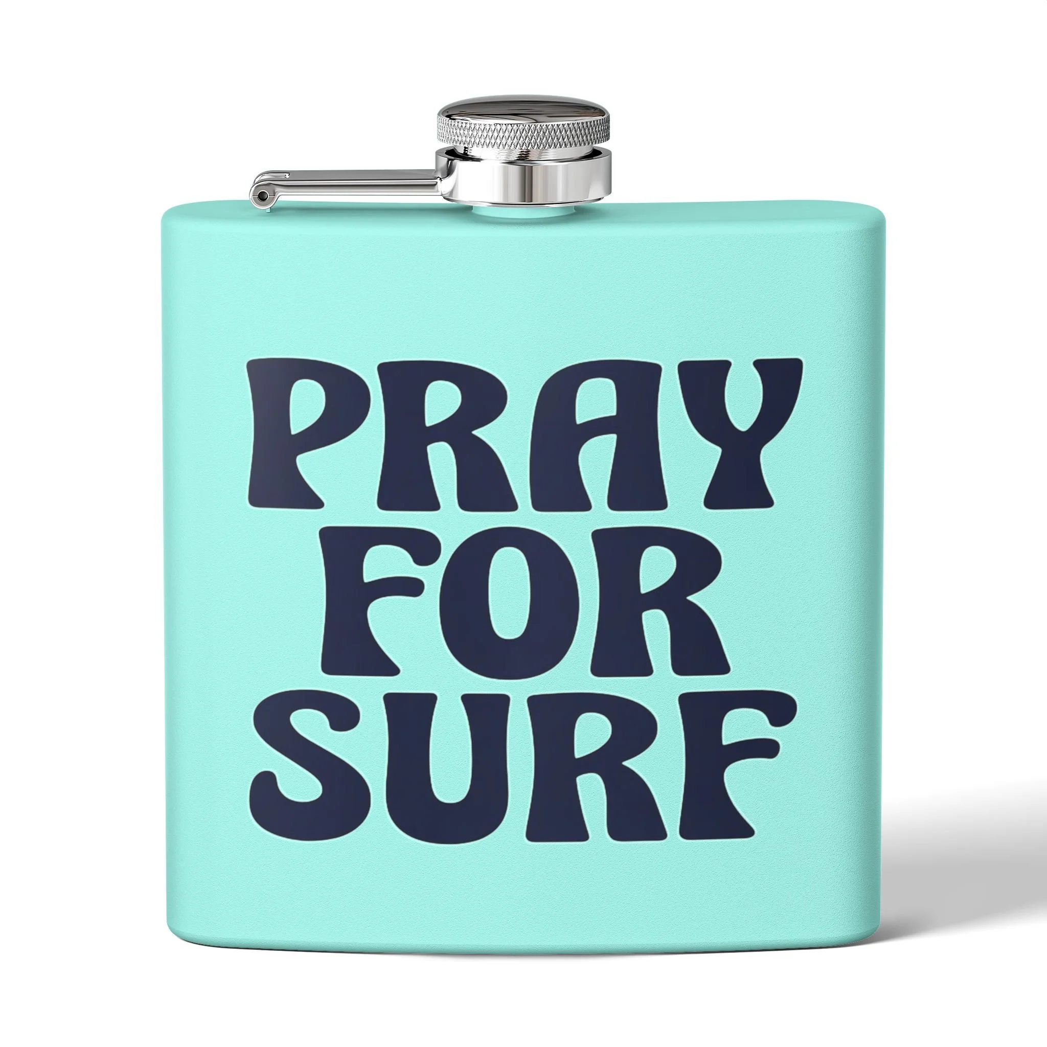 "Pray For Surf" Retro 1960's Flask | 6oz. Teal