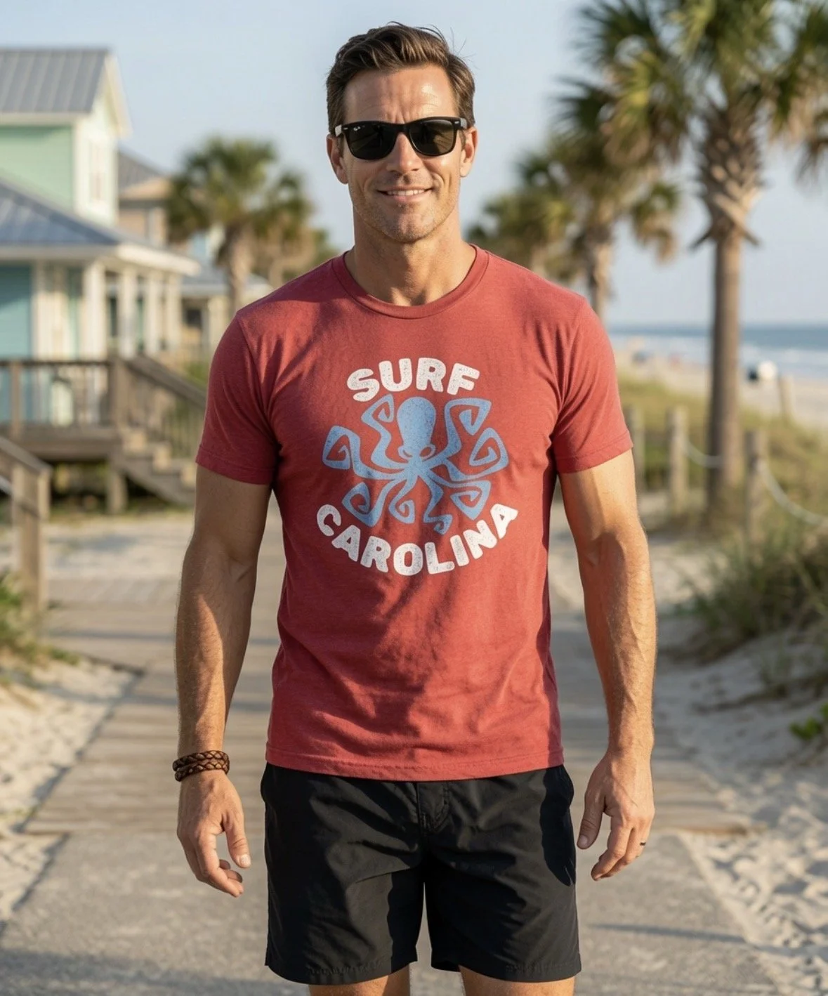 "Octo-Surfer" Design Edition | (Unisex) VINTAGE RED Tri-Blend Graphic Tee