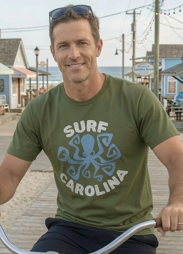 "Octo-Surfer" Design Edition | (Unisex) MILITARY GREEN Tri-Blend Graphic Tee