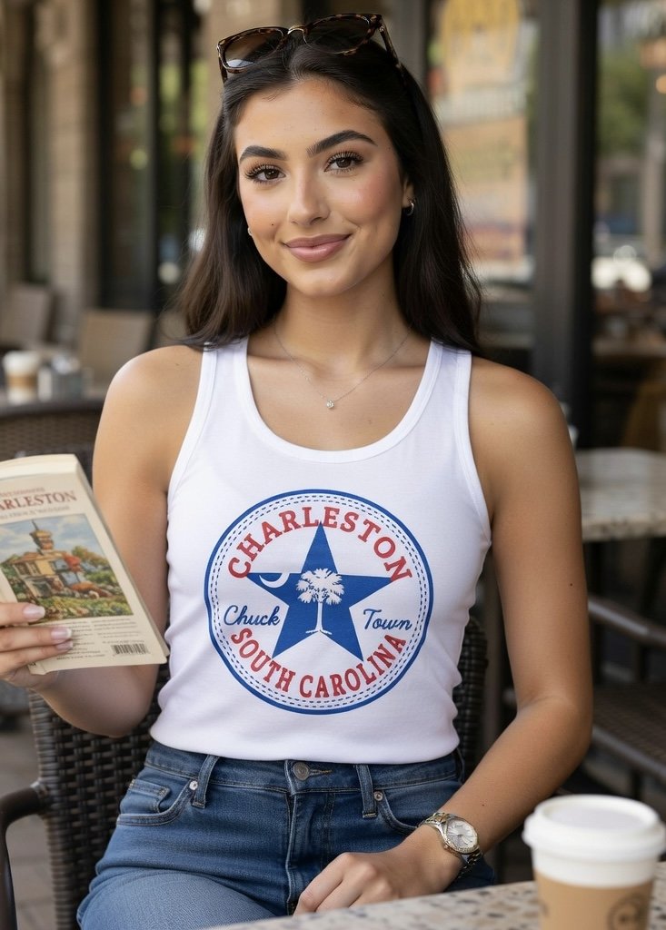 "Charleston, South Carolina All-Star Logo" Women's Racerback Tank Top | 3 Color Choices
