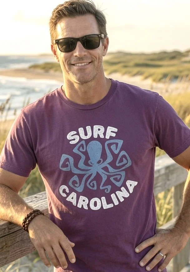 "Octo-Surfer" Design Edition | (Unisex) VINTAGE PURPLE Tri-Blend Graphic Tee