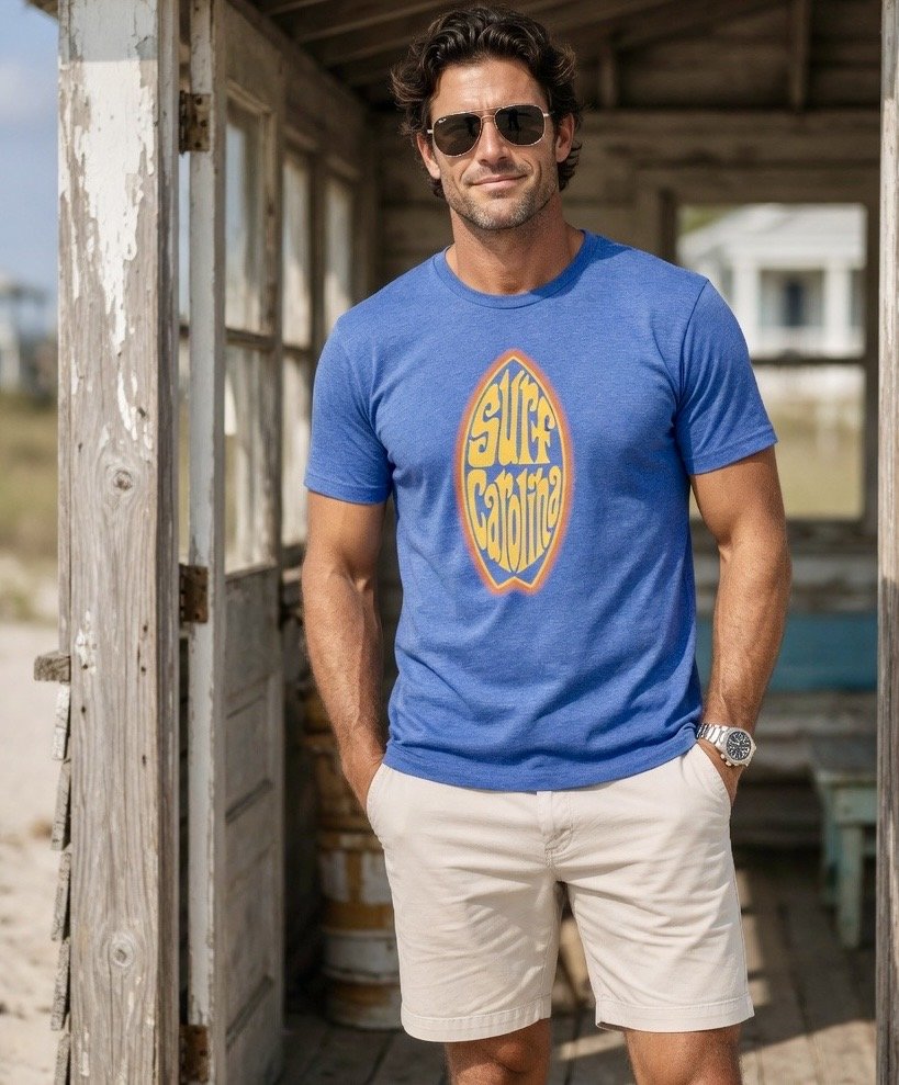 “Surf Carolina” 1973 Groovy Edition | (Unisex) ROYAL BLUE Tri-Blend Graphic Tee