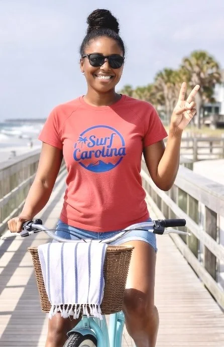 "Surf Carolina" Classic Logo Women's Fitted Tri-Blend Tee | 3 Color Options