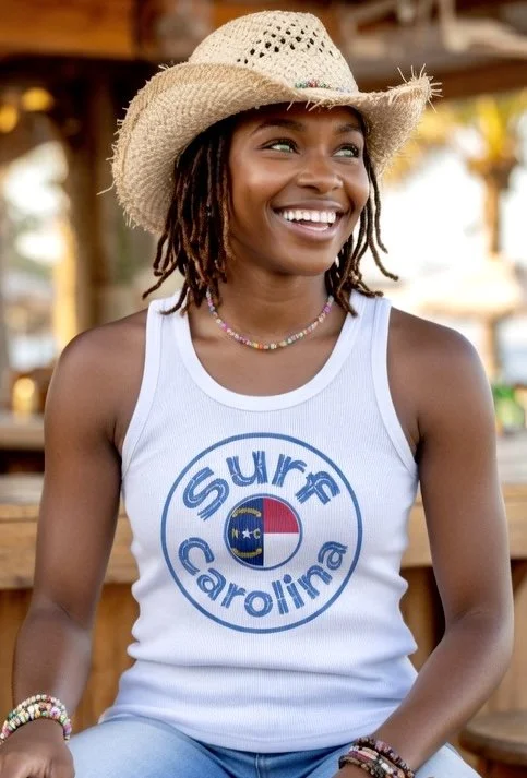 "Surf Carolina" North Carolina Tiki Edition Women's Racerback Tank Top | 3 Color Choices