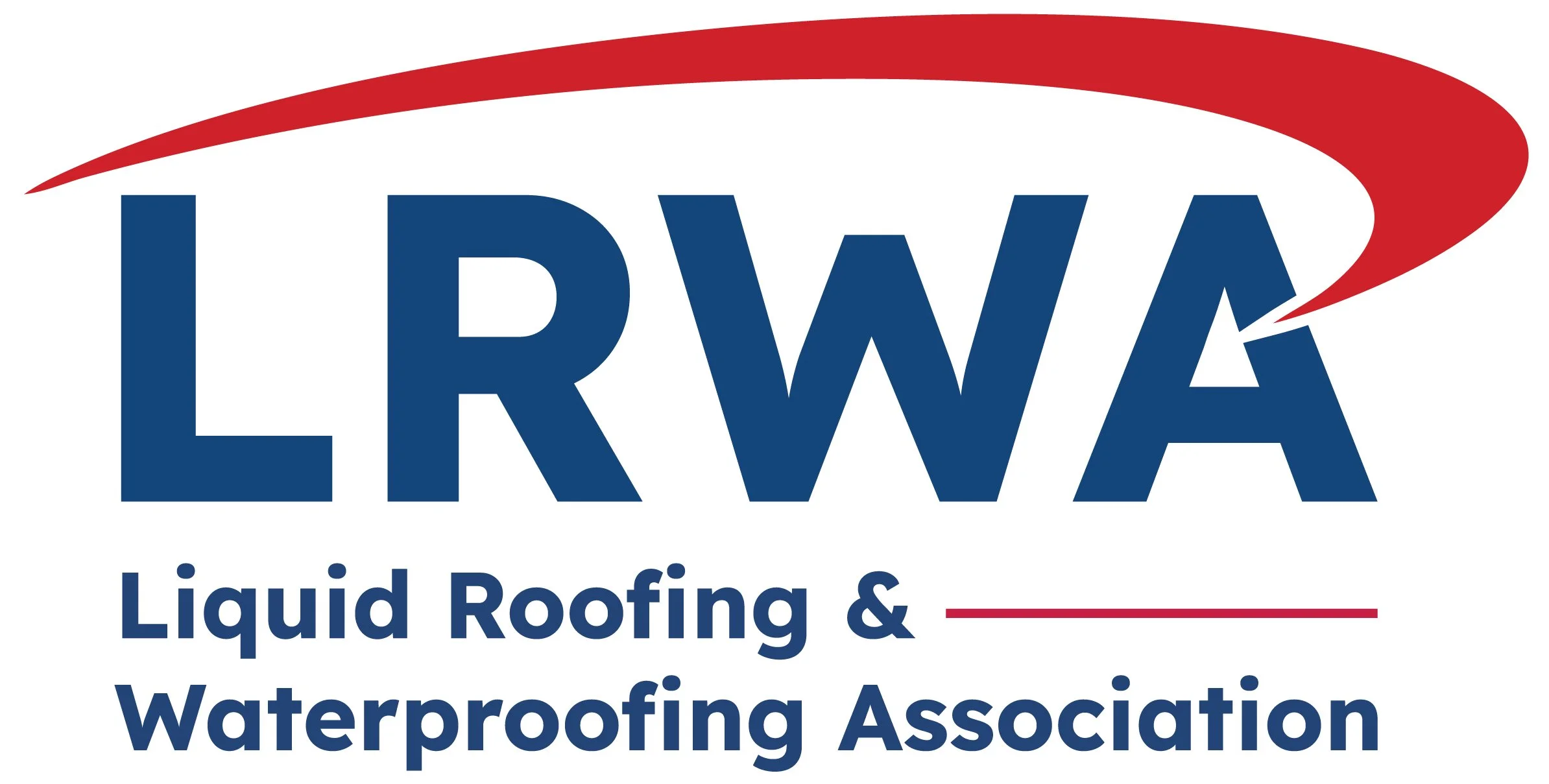 Logo of the Liquid Roofing & Waterproofing Association (LRWA) with red and blue text and swoosh design.