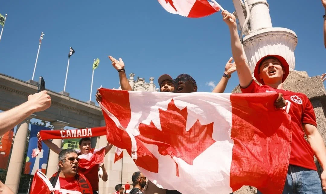 Canadian fans cheer for their team near Toronto Stadium