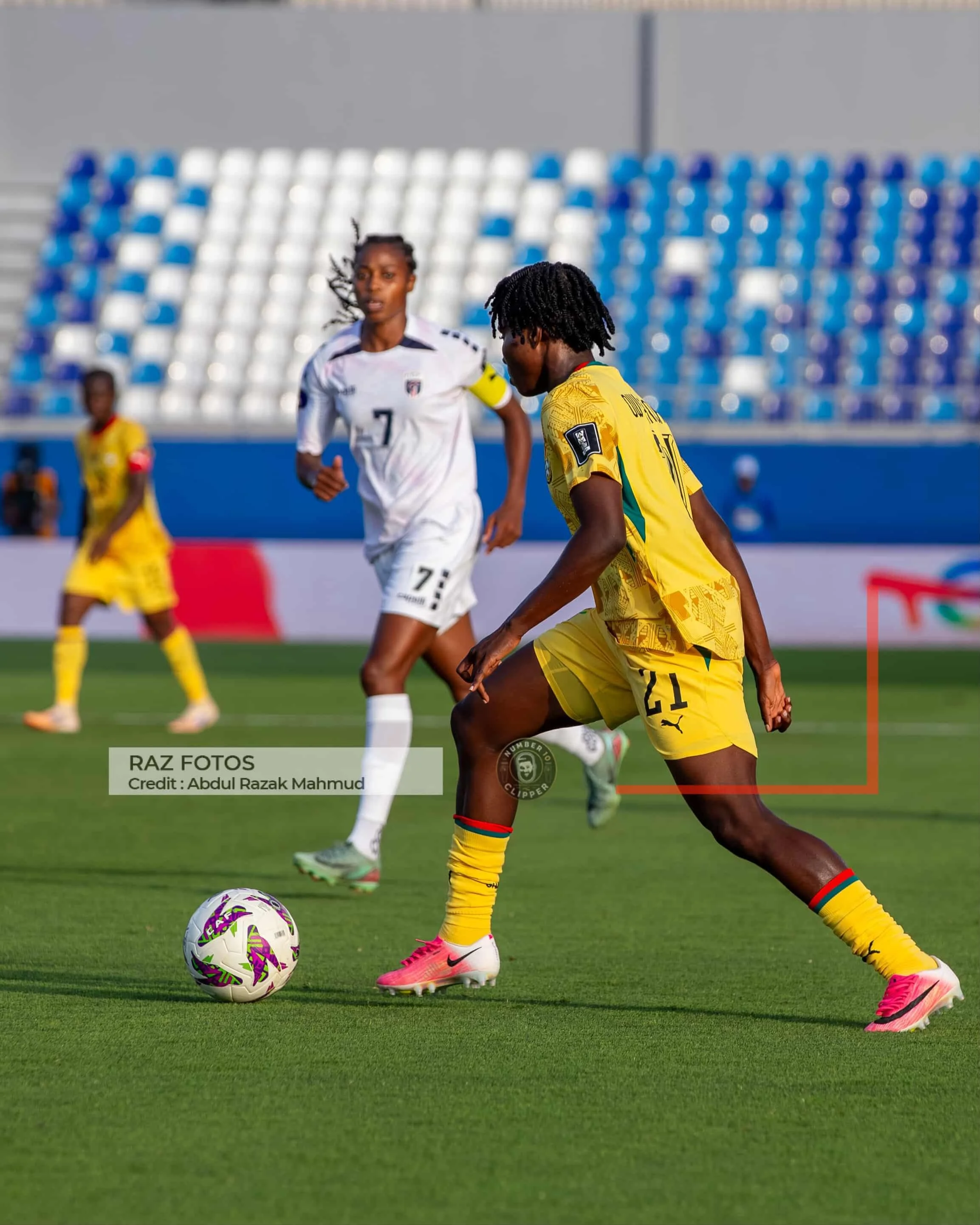 Ghana midfielder Linda Owusu-Ansah advances with the ball against Cabo Verde in the 2026 Women's Africa Cup of Nations