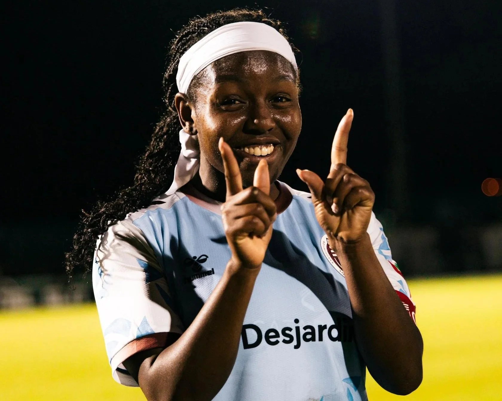 AFC Toronto captain Nikayla Small celebrates after a win against Vancouver Rise in Round One of 2026.