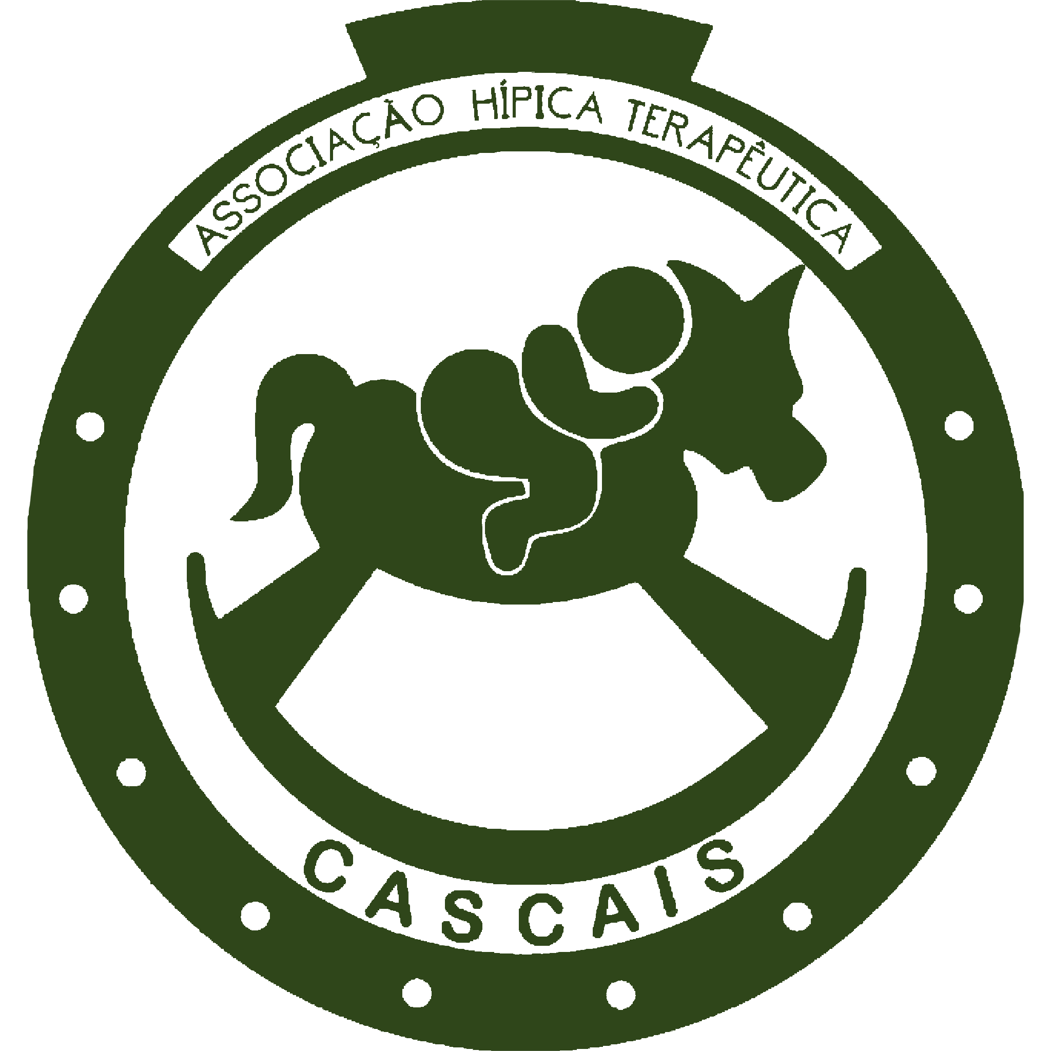 Logo of the Associação Hipica Terapeutica, featuring a green horseshoe and a stylized horse's head.