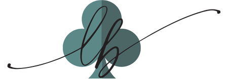 Stylized letter 'h' in black cursive over a teal cloud shape