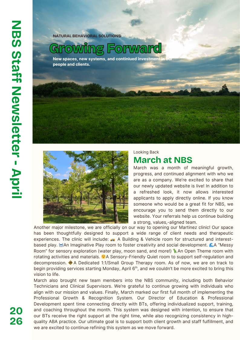 April 2026 - Staff Newsletter