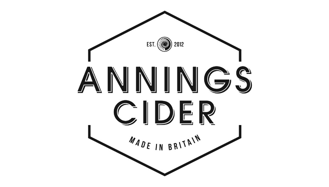 Logo for Annings Cider, a craft cider company, featuring a hexagonal outline and text 'Made in Battersea'.