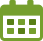 Green calculator with black keys on a white surface