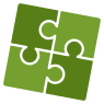 A close-up of a green puzzle piece