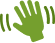 A green hand with webbing between the fingers.