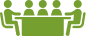 Silhouette of three people standing on a balcony railing, with a cityscape in the background.