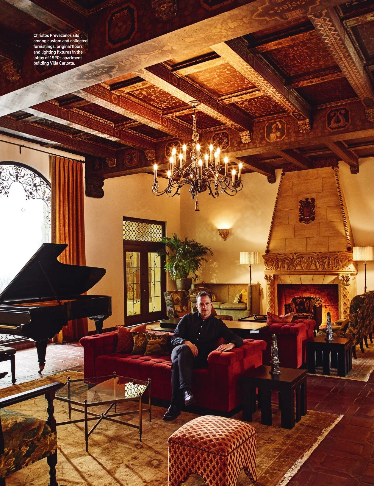Christos Prevezanos in the lobby of Villa Carlotta, Hollywood, 1926