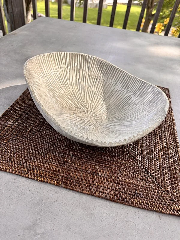 Granite Oval Carved Bowl