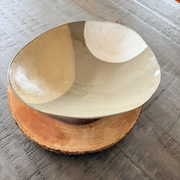 Dark Grey Oval Bowl with Pedestal Foot