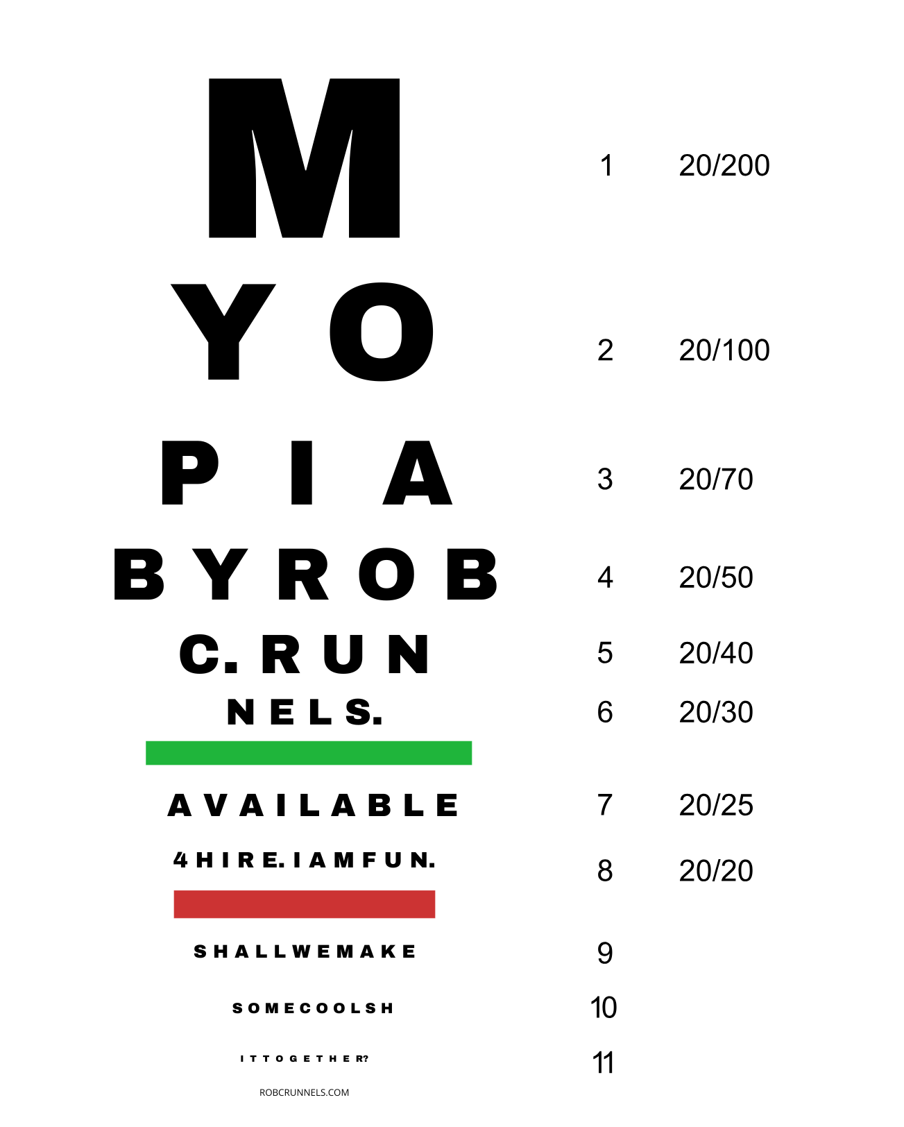 an eye test with clever text