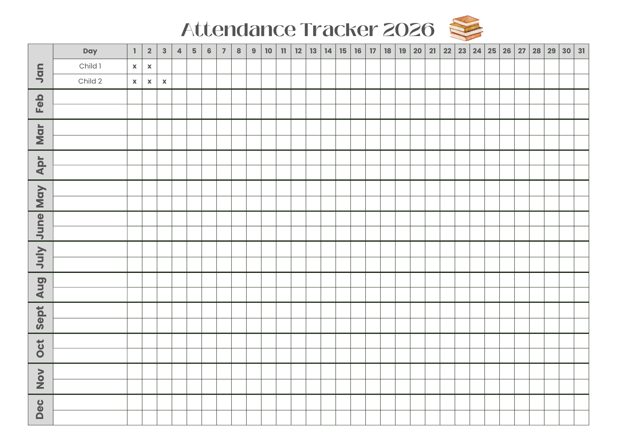 Homeschool Attendance Tracker