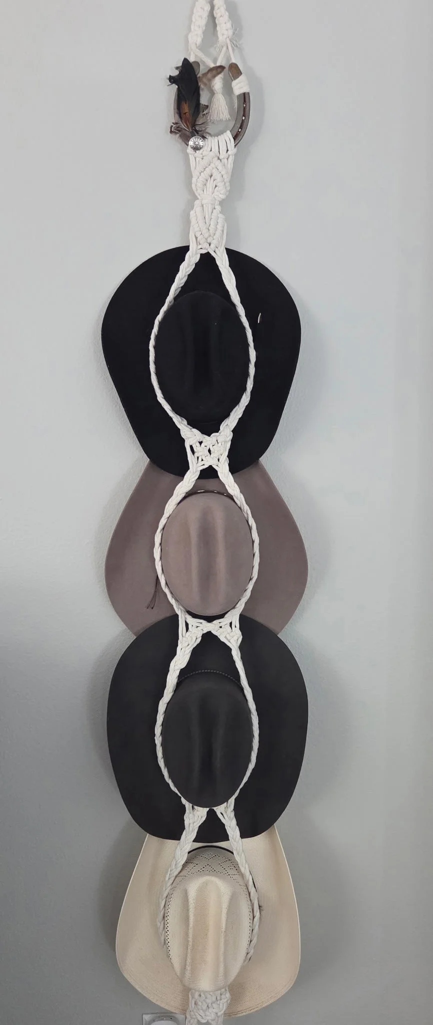 Boot Stitched Macramé Hat Holders & Wall Displays