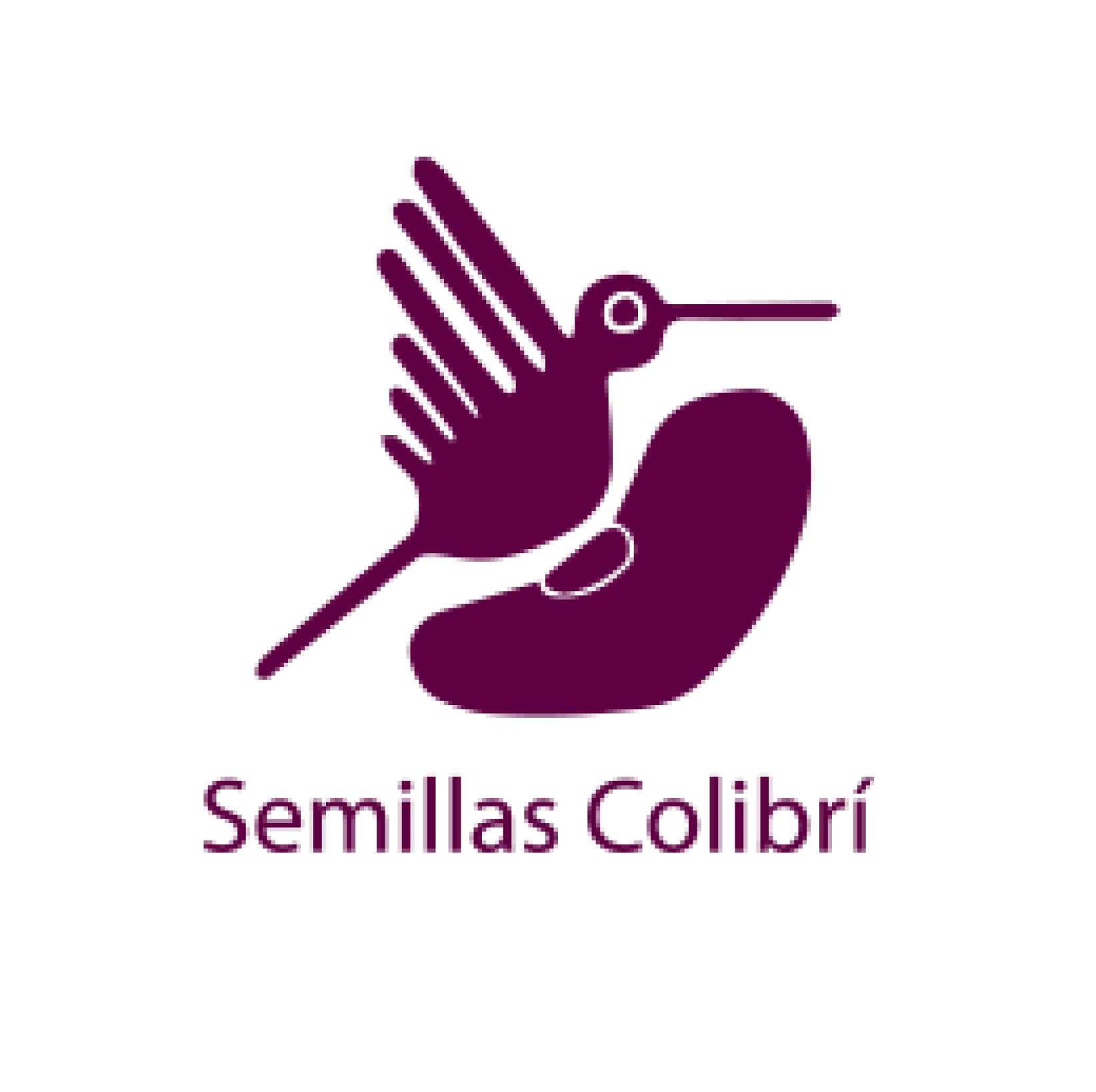 Logotipo de semillas colibrí con un colibrí estilizado en color morado y el texto 'Semillas Colibrí' debajo.
