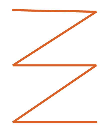 Geometric drawing of an outline square with sections divided by vertical, horizontal, and half circle lines.
