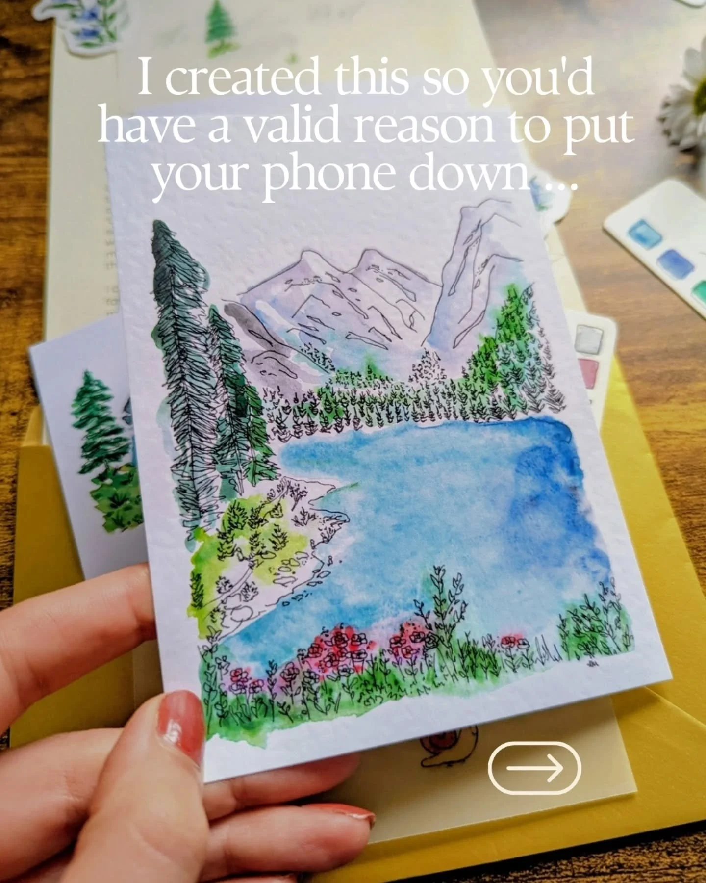 I painted this to give you a reason to put down your phone, physically feel art that a small artist has put so much time and care into ❤️ . But I also wanted to share the very watercolour pigment I used for the painting with you, each one unique and 