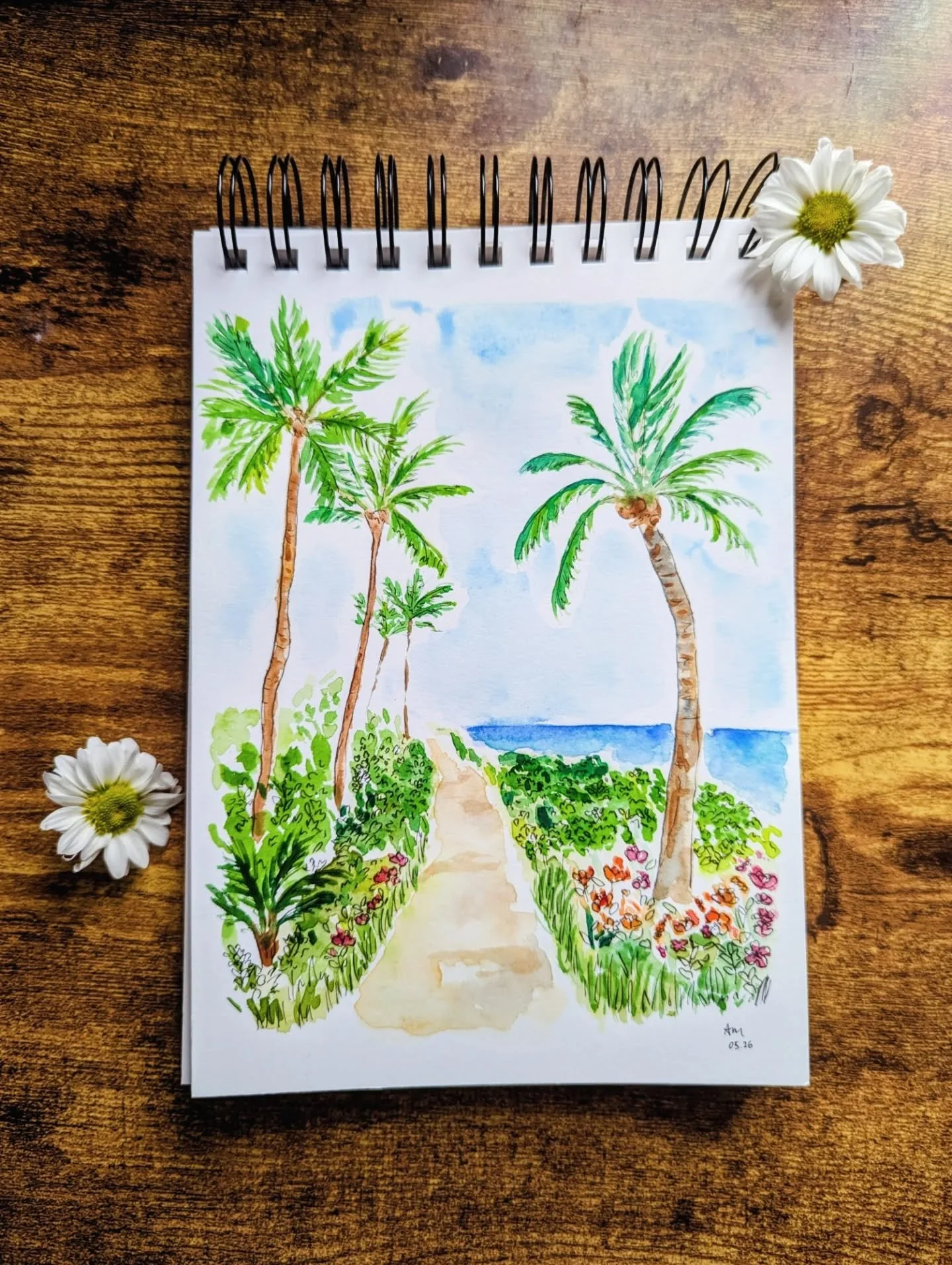 Summer vibes for July's mail club print 🌴☀️

#watercolorart #watercolour #summerart #summervibes #artistsoﬁnstagram