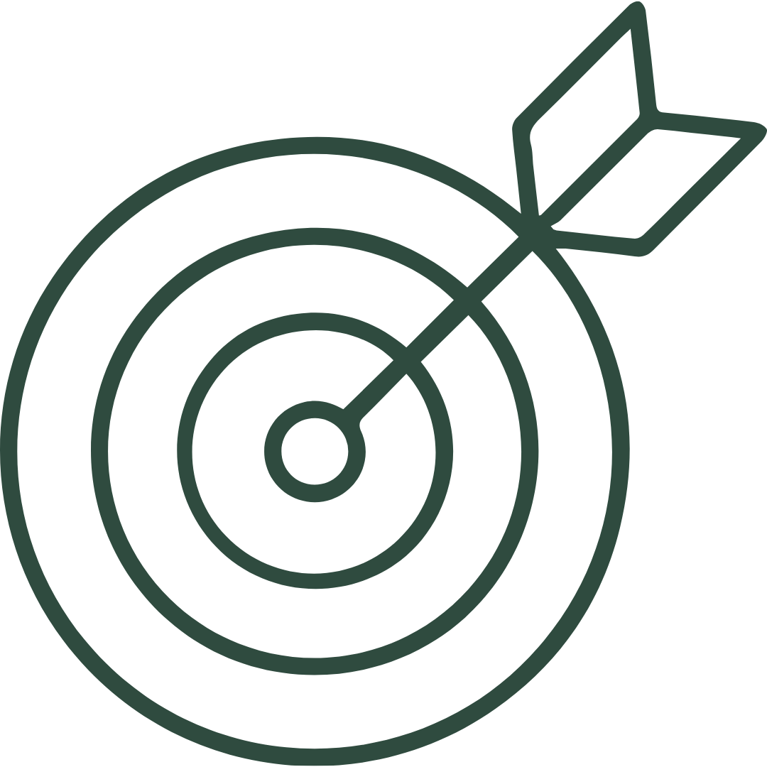 Target with an arrow hitting the center.