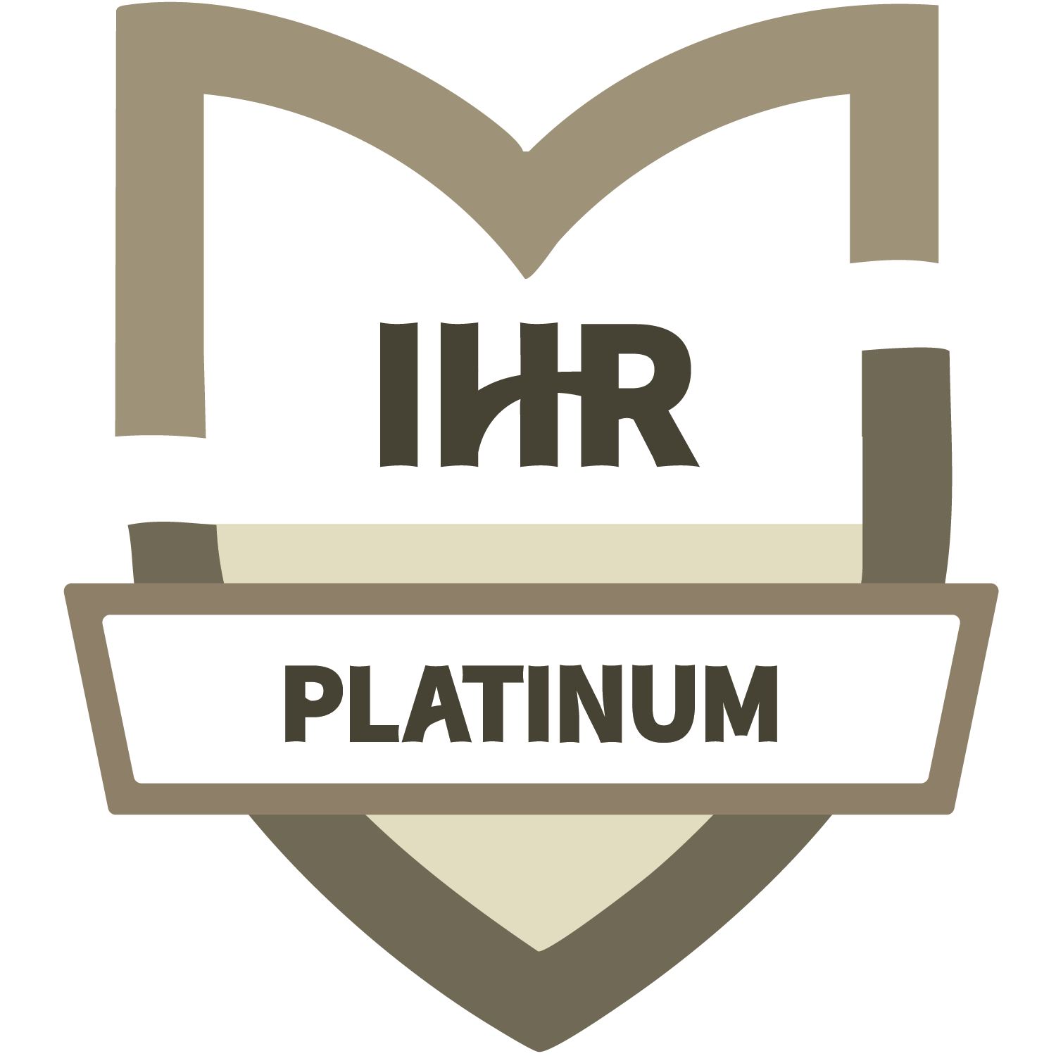 Illustration of a medal with a shield in the background and the word "PLATINUM" in bold letters on a white banner in the foreground.