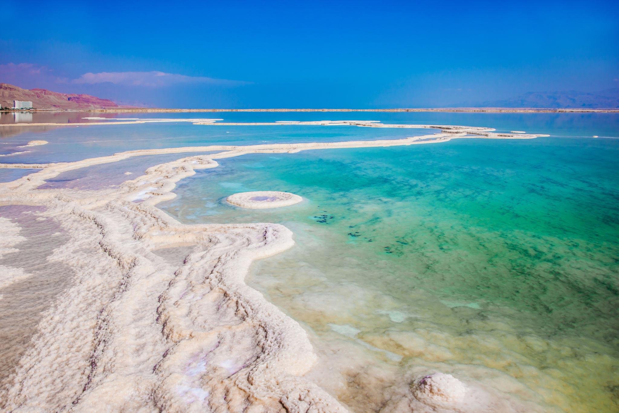 Salt formations along the Dead Sea shoreline