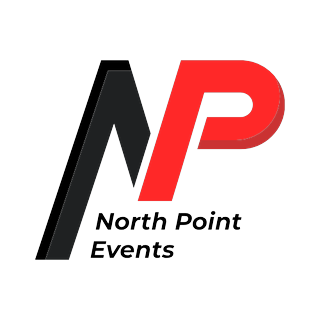 A logo with stylized black and red letters on a black background.