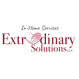 Logo for ExtraOrdinary Solutions LLC with a heart and heart-shaped paintbrush, featuring text 'In-Home Services'.