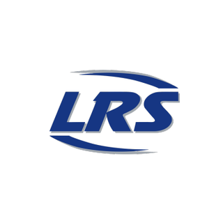 LRS logo with blue stylized text and curved lines