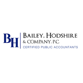 Logo for Bailey, Hodshire & Company, P.C., Certified Public Accountants, featuring the initials BH in blue.